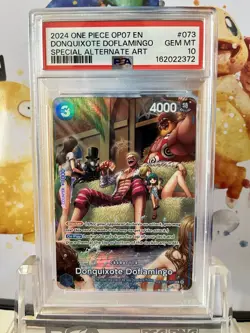 2024 One Piece TCG Donquixote Doflamingo SP Alt Art OP07-073 PSA 10 - Image 1