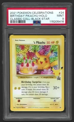 Pokemon Celebrations Birthday Pikachu PSA 9 MINT Classic Collection Holo - Image 1