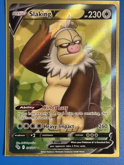 Slaking V 077/078 Holo Full Art Ultra Rare Pokemon GO TCG NM + Card Saver - Image 1