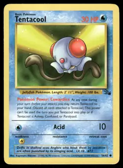 Pokemon Cards Tentacool 56/62 Unlimited Fossil WOTC Common NM - Image 1