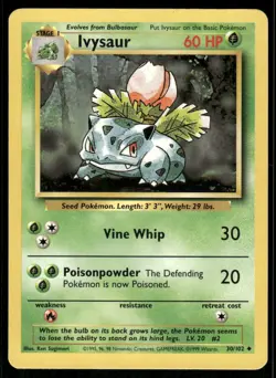 Pokemon Cards Ivysaur 30/102 Base Set WOTC Uncommon NM - Image 1