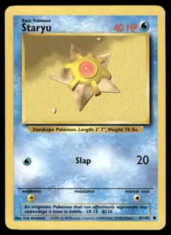 Pokemon Cards Staryu 65/102 Base Set WOTC Unlimited Common NM *3 - Image 1