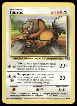 Pokemon Cards Tauros 47/64 Jungle Uncommon NM *2 - Image 1