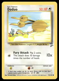 Pokemon Cards Doduo 72/130 Base Set 2 WOTC Common NM *2 - Image 1