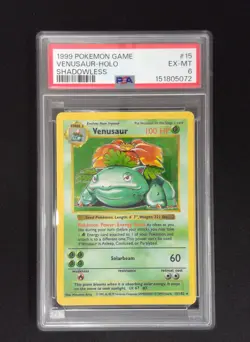 1999 Pokemon Game Card Venusaur 15/102 Shadowless Base Set Holo Rare PSA 6 - Image 1