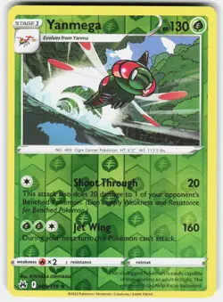 Yanmega 009/159 Rare Crown Zenith Pokemon Reverse Holo Near Mint - Image 1