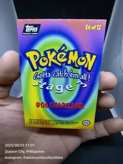 Pokemon Card - CHARIZARD #E6 (RAINBOW FOIL) TOPPS / YEAR 1999 "SECOND PRINT" - Image 3