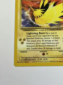 Zapdos basic vintage BLACK STAR PROMO #145 Pokemon Card 2000 near MINT + 💎 - Image 4