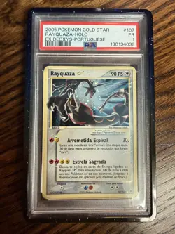 2005 Pokemon Gold Star Ex Deoxys #107 Rayquaza Holo Portuguese PSA 1 PR - Image 1