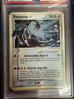 2005 Pokemon Gold Star Ex Deoxys #107 Rayquaza Holo Portuguese PSA 1 PR - Image 3