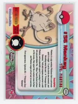Topps Chrome Pokemon - Mankey #56 - TV Animation Edition - Base - Image 2