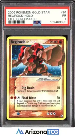 Pokemon 2006 Regirock 91/92 Holo Gold Star EX Legend Maker PSA 1 - Image 1