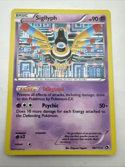Pokemon TCG NM-Mint condition Sigilyph 66/113 Holo Rare Legendary Treasures - Image 1