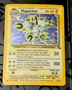 Pokemon TCG Magneton 80 HP Holo Rare 11/62 Fossil Unlimited EN 1999 - Image 1
