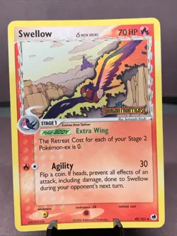 Pokemon TCG Swellow 40/101 Dragon Frontiers Reverse Holo Stamped VTG 2006 LP-/MP - Image 1