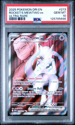 Team Rocket's Mewtwo EX 213/182 Ultra Rare Dri En-Destined Rivals Pokemon PSA 10 - Image 1