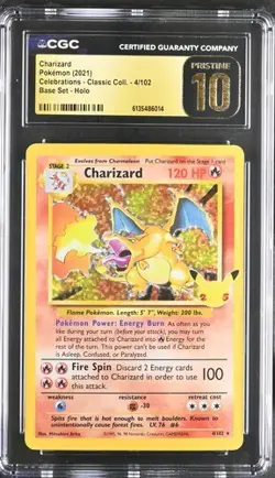 CGC 10 Pristine Charizard 4/102 Pokemon Celebrations - Classic Collection Rare - Image 1