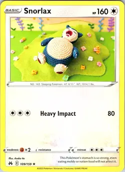Snorlax 109/159 Crown Zenith Pokemon NM - Image 1