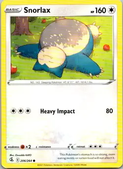 Snorlax 206/264 FST Fusion Strike Pokemon Common NM 2021 - Image 1