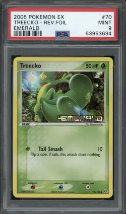 Pokemon Card Treecko 70/106 Reverse Holo Emerald PSA 9 MINT - Image 1
