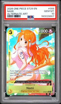 PSA 10 2026 One Piece Starter Deck St29-Egghead #008 Nami Alternate Art GEM MT - Image 1