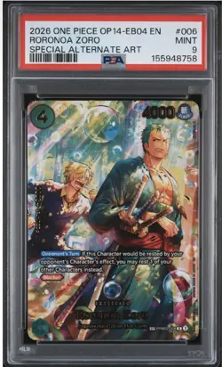 2026 One Piece OP14-EB04 EN Roronoa Zoro Special Alternate Art #PRB02-006 PSA 9 - Image 1