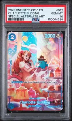 2025 ONE PIECE OP10-ROYAL BLOOD SPECIAL ALTERNATE ART CHARLOTTE PUDDING PSA 10 - Image 1