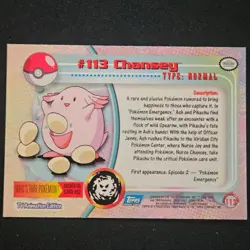 Pokemon CHANSEY #113 TOPPS TRADING CARDS SERIES 2 - Image 2
