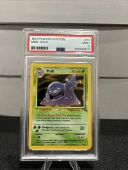 1999 Pokemon Unlimited Fossil Muk Holo Rare Card 13/62 PSA 9 Mint - Image 1