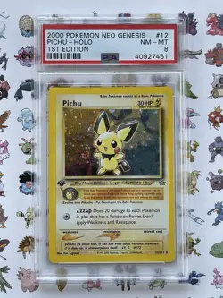 2000 Pokemon Pichu Neo Genesis 1st Edition Holo Rare #12 PSA 8 - Image 1