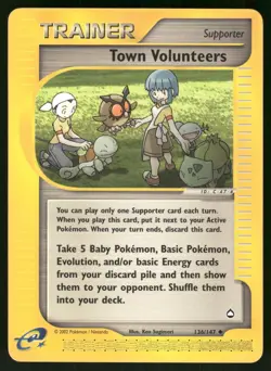Town Volunteers 136/147 Uncommon Aquapolis Pokemon Near Mint - Image 1