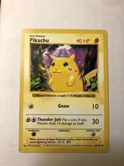 Rare Pokemon Card 1999 SHADOWLESS Base Set Pikachu RED CHEEKS 58/102 OG! - Image 1