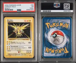 2000 Pokemon TCG Base Set 2 Zapdos Holo #20/130 PSA 1 MK Vintage Pokemon Card - Image 3