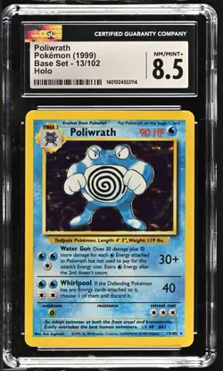 Poliwrath Unlimited Holo Rare Pokemon TCG Base Set 13/102 CGC 8.5 - Image 1