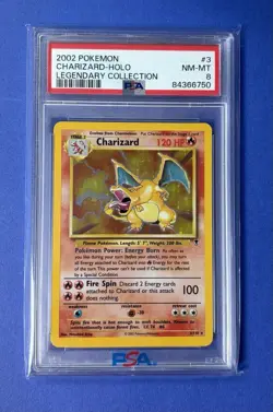 2002 Pokemon Charizard Holo Legendary Collection #3 PSA 8 NM-MT - Image 1
