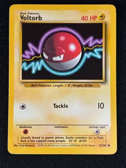 Voltorb 67/102 Common Base Set Unlimited Pokemon (HP) - Image 2