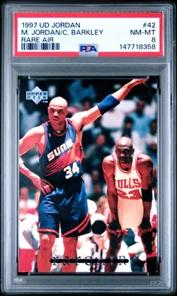 MICHAEL JORDAN 42 UPPER DECK MJ RARE AIR UPPER DECK PSA 8 - Image 1