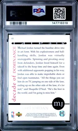 MICHAEL JORDAN 83 UPPER DECK MJ RARE AIR UPPER DECK PSA 8 - Image 2
