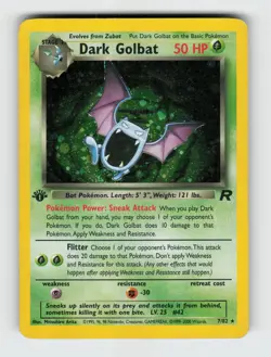 Dark Golbat 7/82 1st Edition Holo Rare Team Rocket Pokemon 2000 MP - Image 1