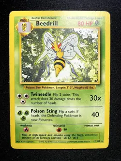 BEEDRILL 17/102 RARE BASE SET UNLIMITED POKEMON - Image 1