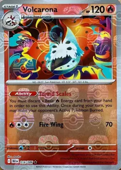 Pokemon Volcarona 016/086 - Master Ball Pattern Reverse Holo Black Bolt - Image 1