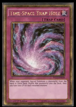 Yu Gi Oh Time Space Trap Hole PGL3 EN039 Secret Rare Gold 1st Edition - Image 1