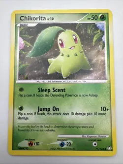 Pokemon Chikorita Mysterious Treasures Card 77/123 Regular Edition LP - Image 1