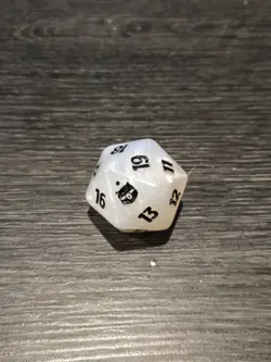 MTG Final Fantasy Pearl White Oversized D20 Spindown Life Counter Dice - Image 1