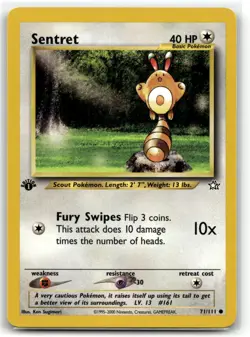 Sentret 71/111 Common Neo Genesis Pokemon 1st Edition LP - Image 1