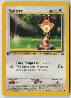 Sentret 71/111 Common Neo Genesis Pokemon 1st Edition LP - Image 1