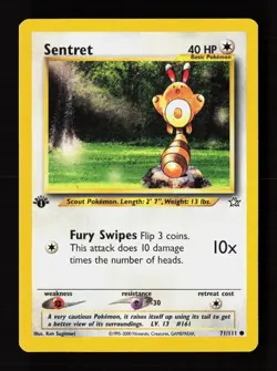 Sentret 71/111 Common Neo Genesis Pokemon 1st Edition Moderately Played - Image 1