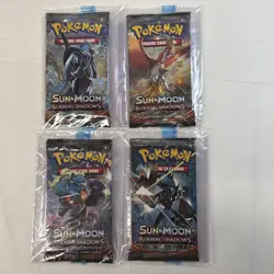 Pokemon Sun & Moon Burning Shadows Booster Pack Art Set Factory Sealed Lot Of 4 - Image 1