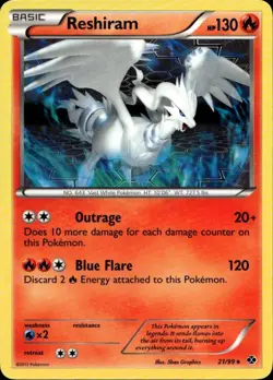 Reshiram 21/99 Rare Next Destinies Pokemon Lightly Played - Image 1