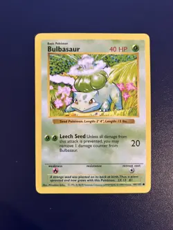 Bulbasaur 44/102 - LP - Base Set - SHADOWLESS - Non-Holo - Pokemon TCG - Image 1